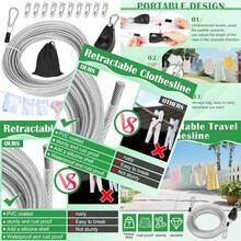 Windspeed - Tendedero retráctil de 50 pies para exteriores resistente viaje línea de ropa retráctil para viajes exteriores camping material de acero galvanizado con 10 clips bolsa de - blanco - Ver 1