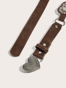 1件女童腰带，牛仔风，西部风，女童腰带，波西米亚风圆形镂空拼接棕色天鹅绒腰带，适合搭配裙子、裤子，适合派对、节日礼物、生日礼物 - 棕色 - 查看 2