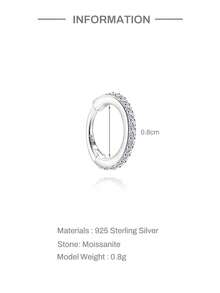 EleRunis 1PC 0.2ct Moissanite Diamond 925 Sterling Silver Flower Marquise Star Asymmetric 18K Gold Plated Flat Back Cartilage Helix Threaded Piercing Hoop Earring Fine Jewelry For Daily Wear Wedding Party Engagement Anniversary Valentine's Day - Silver - View 24