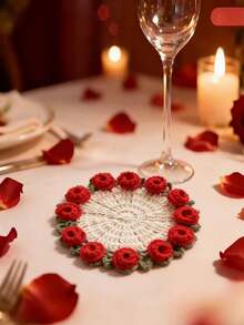 2pcs/Set Handmade Crochet Tulip Coasters, Tulip Bouquet Coasters With Basket, Heat-Resistant Pads, Tabletop Decor, Holiday Gift, Unique Creativity, Suitable For Home Decor, Valentine's Day Decor, Wedding Gift, Anniversary Gift, Girlfriend Gift, Mother's Day Gift, And Valentine's Day Gift. - Multicolor - View 10