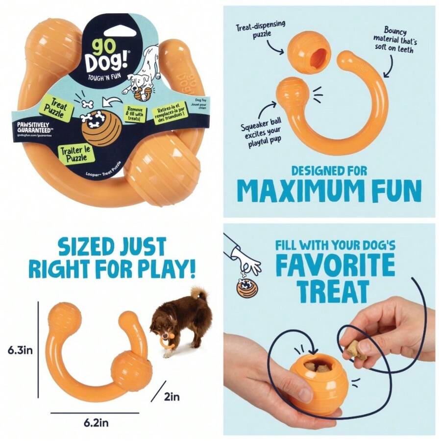 Interactive Puzzle Toy For Dogs With Treat Compartment, Mental Stimulation Chew Toy For Boredom Relief, Orange - 1 - View 1
