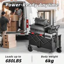 Portable Foldable Trolley | Large Load-Bearing Capacity, All Terrain Wheel, Suitable For Outdoor Barbecue, Beach Outing, Picnic, Shopping, Travel |, Metal And Stainless Steel, Universal Wheel, Foldable, Festival Ready - 標準(小) - 查看 7