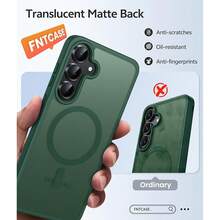 For Samsung Galaxy S25 FE Case: Magnetic Translucent Matte Military Grade Drop Proof Protection Cell Phone Cover - Slim Rugged Durable Shockproof Protective S25Fe Cases (Green-6.7 Inch) - Green - View 7