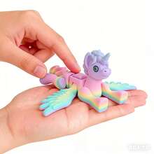 3D Printed Rainbow Pony Toy, Designed For Year Of The Horse, Cute Design, Made Of PLA Material, Wings And Joints Are Movable, Stress Relief Ornament, Toy, Rainbow Unicorn Stress Relief Toy