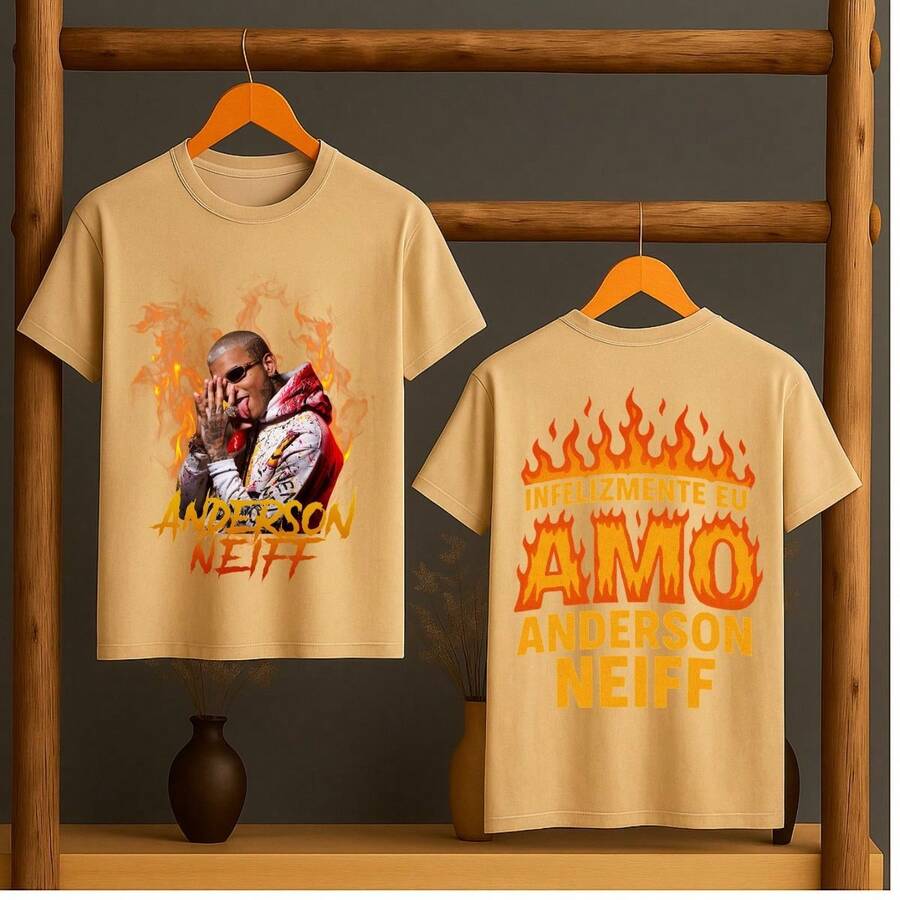 Camiseta Casual Algodão Anderson Neif Diferenciado - Bege - Visão 1