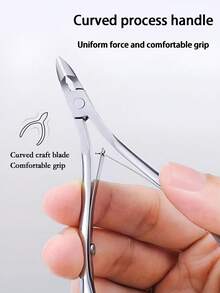 1pc Stainless Steel Cuticle Nipper, Cuticle Cutter For Removing Hangnails, Ingrown Nails, Nail Technician Tool - Silver - View 2