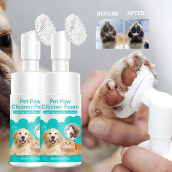 100ml Limpador Deixar-no Pata de Cachorro | Suave, Sem Fragrância, Limpador Espumante com pH Balanceado e Escova de Silicone | Adequado para Todos os Cachorros | 3,381 Fl.Oz