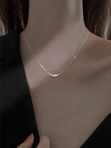 1件优雅奢华水钻镶嵌双层笑脸吊坠项链，适合女性日常、节日和派对佩戴 - 銀色 - 查看 2