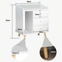 Mesita de Noche Moderna Buros para Recamara Minimalista con Estante de Almacenamiento Mueble Modernos Madera Mesitas Almacenamiento Tipo Librero (Blanco Marfil, 43 * 30 * 62CM) - Blanco marfil - Ver 1