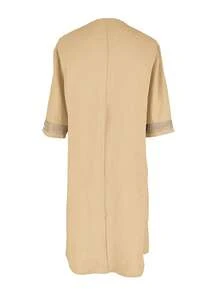 Váy ren thanh lịch cổ chữ V tay ngắn thường ngày cho nữ, Xuân/Hè - Màu Khaki - Xem 4