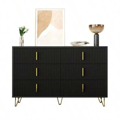 Elegant Sideboard With A Modern Design, Chest Of Drawers And Plenty Of Storage Space, Gold Handles