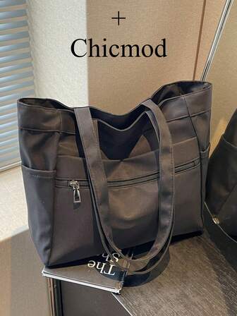 Women's Multi-Pocket Tote Bag, Foldable One Shoulder Underarm Bag, Student Backpack, Briefcase, Large Capacity Shopping Bag, Suitable For Shopping, Wallet, University, Young Women, College Students, Office Ladies. Ideal For Office, University, Work, Business, Commute, Outdoor Activities, Travel And Picnics