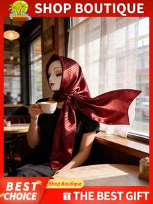 1 pieza Pañuelo de cabeza de satén - Accesorio de moda, Burdeos - Burdeos - Ver 8