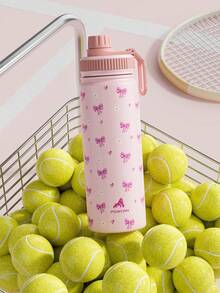 Meoky 18oz Insulated Stainless Steel Sports Water Bottle With Straw And Handle Lid, Wide Mouth Design, Double Wall Leak-Proof, Keeps Cold For 24 Hours, Keeps Hot For 12 Hours - 18oz Pink Daisy Bow - View 7