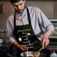 ZOORON Funny Black Chef Aprons for Men Adjustable BBQ Grill Kitchen Cooking Aprons with Pockets Grill Accessories - Molestaralcocineroresultarenporcionesmspequeas - Ver 6