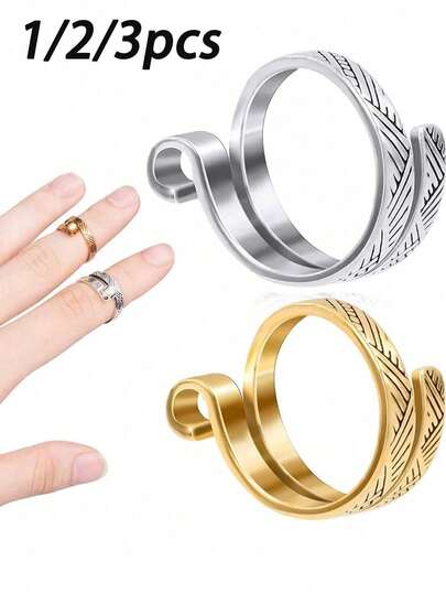 Adjustable Metal Crochet Ring Stands, All-Season Crafting Finger Hooks For Knitting And Crochet - White & Golden,Crochet Tension Ring For Crochet Knitting, Adjustable Yarn Guide Ring For Crocheting Needle Accessories