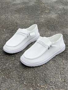 [The Shoes Run Large, Please Order One Size Smaller]A Pair Of White Loafers Suitable For Teenagers, Suitable For Both Men And Women, Anti-Skid And Wear-Resistant - 白色D2- - 查看 5