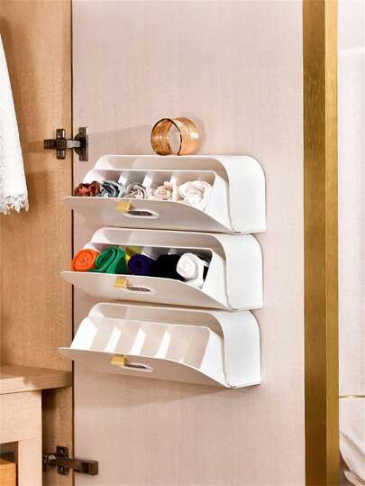 1个壁挂式抽屉收纳盒，用于存放内衣和袜子 - 轻质塑料收纳盒，婴儿房收纳，用于存放婴儿衣物