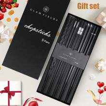 5-Pair Premium 9.5-Inch Fiberglass Chopsticks: Reusable, Non-Slip & Dishwasher  Gift Set - Đen + Bạc - Xem 7