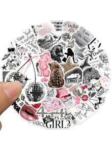 50 piezas Pegatinas plateadas con diseño retro de estilo Y2K, pegatinas creativas y de moda para laptop, teléfono, scrapbook, guitarra, monopatín, compatible con iPad, suministros decorativos para manualidades y papelería - Plateado - Ver 5