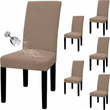 6 Pzs Fundas para Sillas Comedor Elásticas Universales Lavables Antipolvo Cubre Sillas para Cocina Sala Hotel Eventos - Capuchino - Ver 5