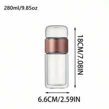 1 pieza Taza de vidrio con separación de té, taza de agua portátil resistente al calor de doble capa con función de separación de agua y té - Multicolor - Ver 6