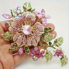 1pcs/Set Exquisite Shiny Color Rose Flower Brooch, Ladies Evening Dress Pin, Wedding Fashion Accessories, Female Gift - Multicolored - View 1