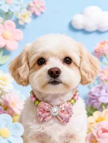 1 Piece Pet Bowknot Necklace; Adjustable Neck Circumference; Cat Necklace; Dog Necklace; Pet Supplies - Multicolor - View 6