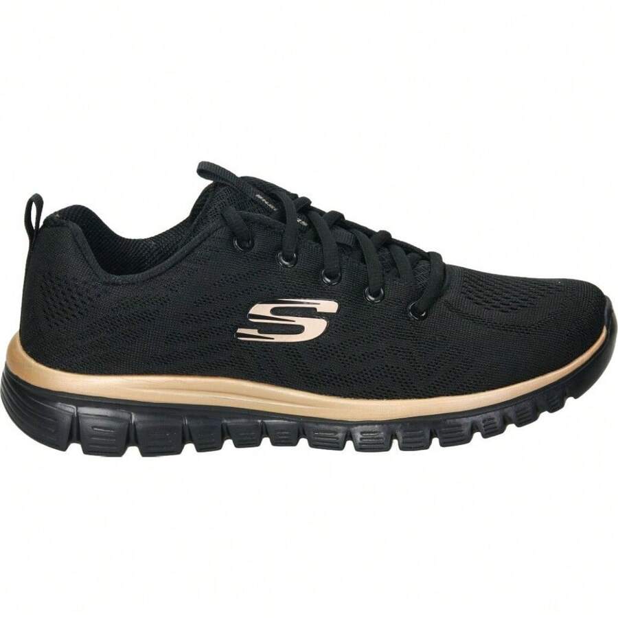 斯凱奇 | Skechers Graceful Get Connected 女士運動鞋 – 黑色運動鞋，金色細節 – 繫帶運動鞋 – 記憶海綿鞋墊 – 舒適 – 運動風格 – 型號 12615-BKRG – ✅ 24/72 小時送達西班牙（半島） - 黑色 - 查看 1