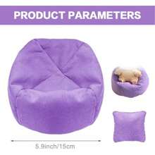 Miniature Sofa For Labubu, Cute Doll Seat For Labubu, Handmade Bean Bag Chair With Pillows, Soft Lazy Sofa Seat Miniature Couch For Dollhouse Furniture Decoration(Purple) - Purple - View 5