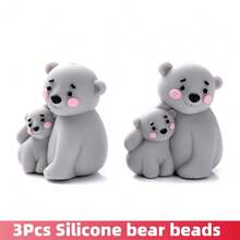 3pcs Cartoon Polar Bear Mother & Baby Silicone Beads, 3D Animal Beads For Beading Pens, Necklaces, Bracelets, Crafts, Gifts For Friends And Family - Multicolor - View 9