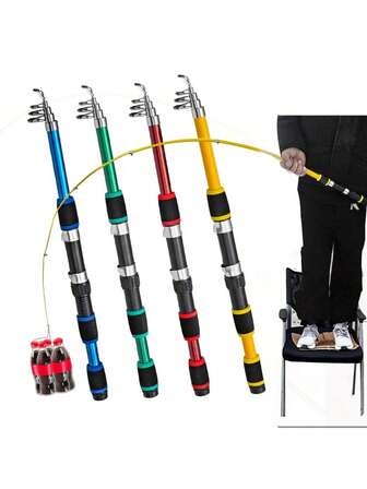 4-färgs teleskopisk fiskespö, lätt och bärbar för resebruk
