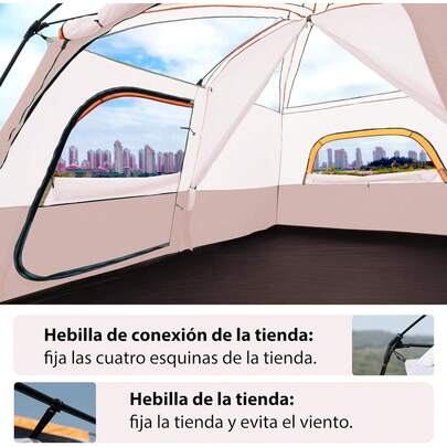 Habitdesign Casa De Campaña 3-6 Personas y Toldo De Puerta Campismo y Tienda De Campaña Impermeable Camping Casa De Campaña 4 Estaciones Glamping Tent Carpas Plegable-Fácil De Montar 330x220x185CM