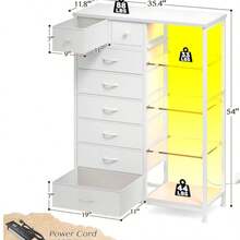 Armario Con Cajones, Puertos De Carga, Estantes Y Luces Led. - Blanco - Ver 6