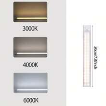 1pc 20/30/40/50cm LED Ultra-Thin Cabinet Light With Motion Sensor Night Light, Wireless Charging 3-Color Light, Kitchen Wardrobe Cabinet Lighting - White - View 11