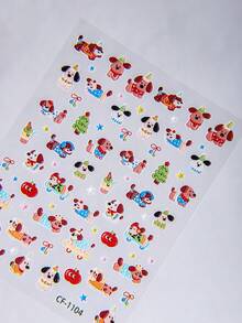 O foaie de autocolante pentru unghii de Ziua Îndrăgostiților. Autocolante colorate în stil graffiti cu model creativ de cățeluș drăguț, brad de Crăciun, skateboard, măr. Stil Y2K. Potrivit pentru arta unghiilor DIY. Autocolante decorative. Autocolante drăguțe cu desene animate. Autocolante impermeabile în stil cuplu. Unghii. - Multicolor - Vizualizare 5