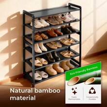 6-Layer Flat Bamboo Shoe Rack, 68*25*89cm, Black - màu đen - Xem 7