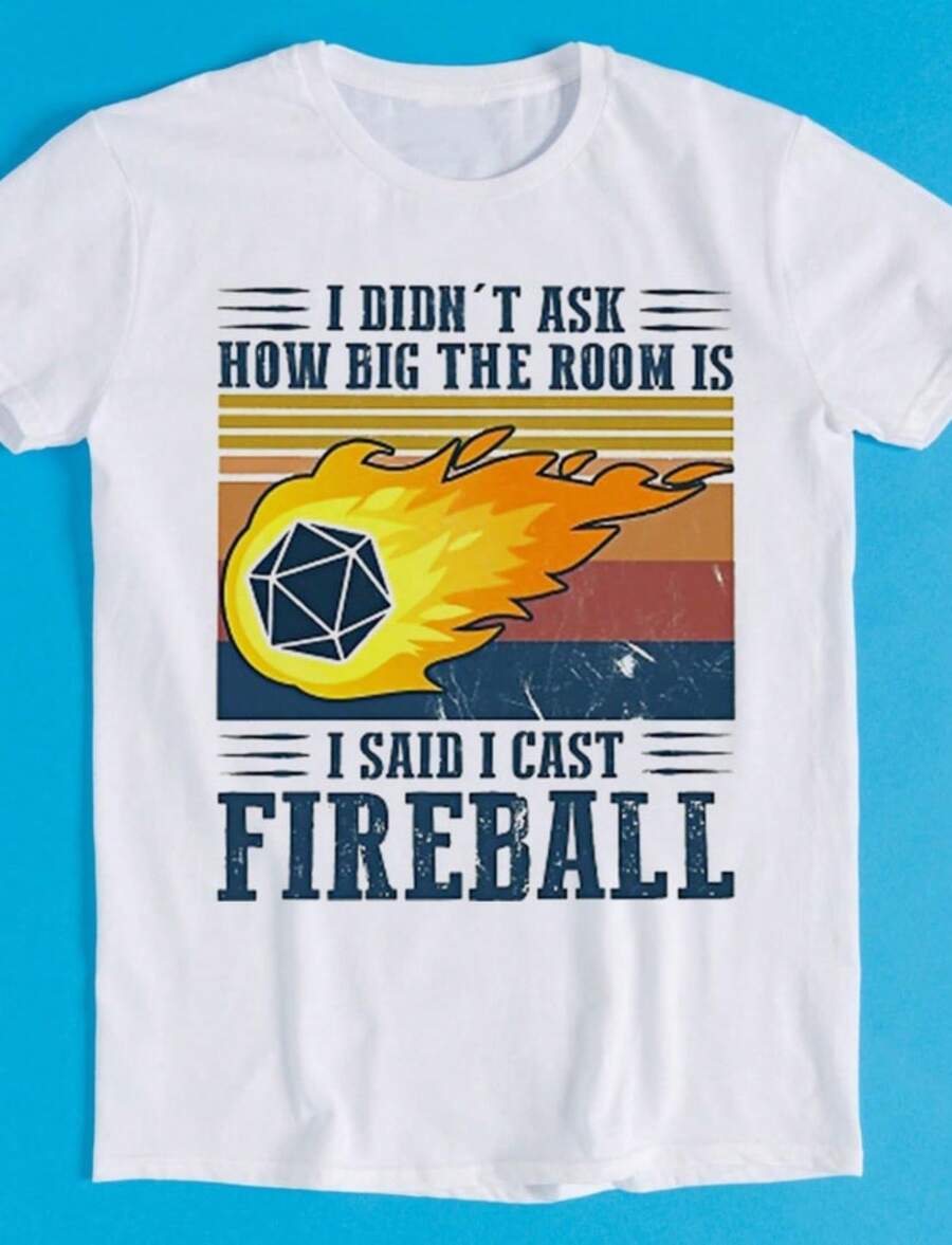 DM I Cast Fireball  Dragon Dungeon Master Wizard Joke Retro Funny Art Drawing Gamer Anime Cult Me - trắng - Xem 1