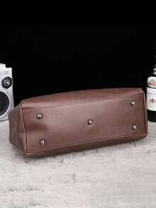 Vintage Men's Briefcase, Casual Messenger Bag, Cowhide Leather Crossbody Bag, Horizontal Shoulder Bag, Korean Fashion - Multicolor - View 5