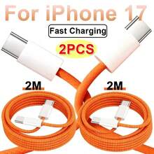 2条装 3.3/6.6 英尺 USB-C 转 USB-C 数据线，支持 60W USB-C 快充，兼容 17/16 Pro Max Plus、Galaxy S25、Note 20、iPad Pro、Air、Mini Air - 彩色 - 查看 9