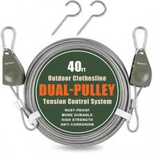 Vigorport - Tendedero retráctil para exteriores línea de ropa de viaje portátil sistema de poleas de cuerda resistente con mosquetón de metal y cuerdas de alambre de revestimiento de nailon para - Verde - Ver 4