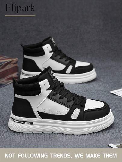  (1.5K+Vendido) 1 par de zapatos Flipark para hombres, zapatillas deportivas de plataforma alta y gruesa, zapatillas casuales en blanco y negro, zapatos deportivos que aumentan la altura