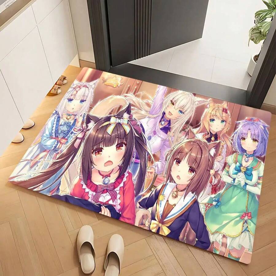 Game N-Nekopara Neko Para Floor Mat Anti-Slip Absorb Water Long Strip Cushion Bedroon Mat Alfombra - Black - View 1