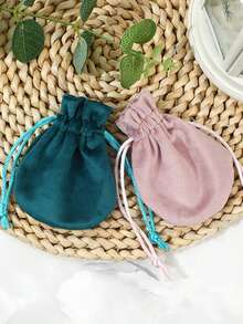 10个装天鹅绒首饰袋 - 柔软抽绳收纳袋，适用于耳环、戒指和手镯 | 多色防尘整理袋，适用于家居、旅行和零售包装 - 方形 - 查看 10