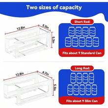 Paquete de 2 organizadores de latas de soda dispensador de latas para refrigerador estante de almacenamiento de bebidas para latas estándar y altas para gabinete de despensa transparente - Por supuesto - Ver 3