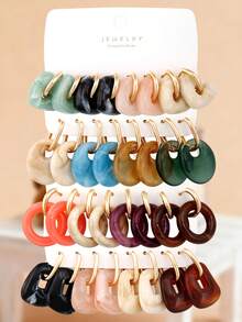 10pcs Random Resin Flower, Round Heart Shaped Pendant For DIY Earrings, Necklaces