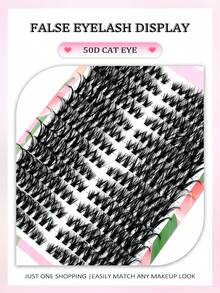 Asiteo 252pcs D Curl 50D Lengthening Single Cluster False Eyelashes, High Capacity 8-16mm, Natural & Lightweight, Delicate & Soft, Reusable, Create Cat Eye Makeup, Suitable For Home Or Outdoor Daily Use - D - View 3