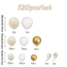 A Set Of 120 Sand-White Gold Latex Balloon Arches, Suitable For Birthday Parties, Weddings, Graduation Ceremonies, Bridal Parties, Baby Baptisms, Anniversary Celebrations, Party Decorations And Studio Landscape Decorations. - Multicolor - View 4