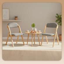 SoBuy 折疊椅，軟墊木質，兩把一套 - 符合人體工學的廚房/餐廳椅，可折疊，節省空間，已組裝完畢，適用於廚房、陽台、辦公室，淺灰色，尺寸：47.5 x 77 x 59 厘米，型號：FST92-Nx2 - 灰色*2 - 查看 9