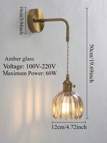 1pc Vintage Glass Wall Lamp With Adjustable Arm And Tulip Glass Shade, E27 Base, Fixed Wiring, Suitable For Bedside, Corridor, Bathroom Mirror Front, Decoration, Bulb Not Included